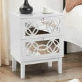 thumbnail image 2 of Ktaxon 2-Drawer Nightstands Set of 2 White , Side Table End Table  with Cutout Design Decorative Bedside Tables for Bedroom Festive Christmas Home Storage Furniture, 2 of 10