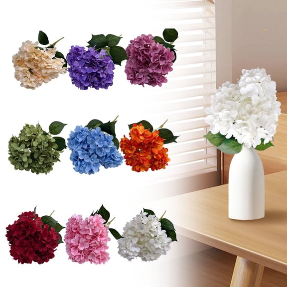 Artificial Hydrangea Bush Verdsylv 5-Headed Artificial Hydrangea Bush, Large Realistic Silk Flowers for Wedding Bouquets, Home Decor Kitchen Table Centerpiece, Indoor Vase Filler, Flower Centerpiece