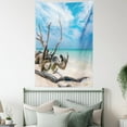 thumbnail image 3 of Driftwood Tapestry, Seascape Theme Branches on the Sandy Beach of Cuba and the Sky Image, Wall Hanging for Bedroom Living Room Dorm Decor, 60W X 80L Inches, Turquoise Sky Blue, by Ambesonne, 3 of 5