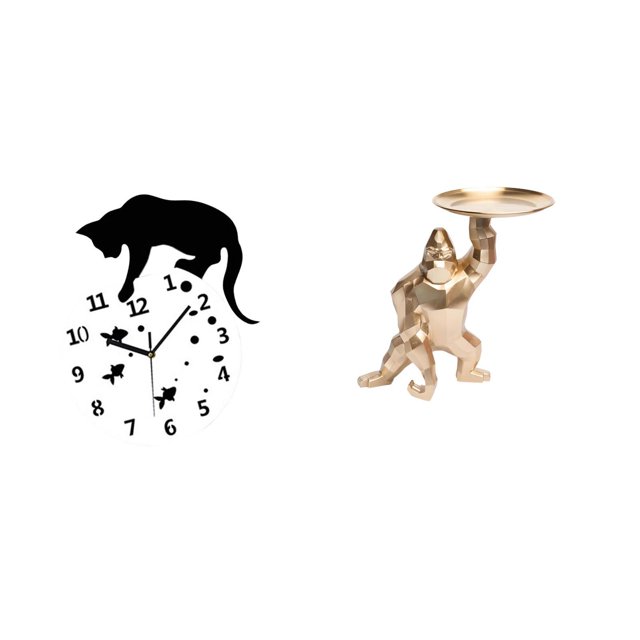 Reloj Colgante Silencioso Con Forma De Gato Y Bandeja Para Servir, Movimiento Silencioso, Analógico, Para Decoración De Estilo Granja, Sala De Estar, Comedor Y Escuela.