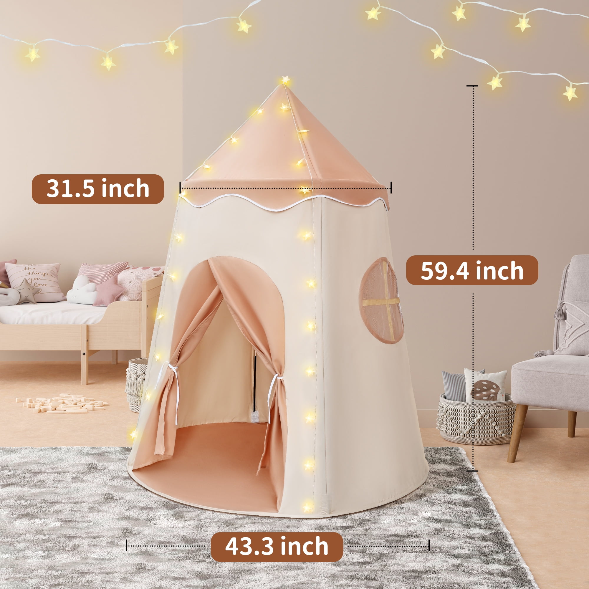 Kid Tents - Pop Up Tent Kids - Kids Play Tent for Outdoor/Indoor, Kids Play House Outdoor Toys with Tent Lights