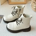 thumbnail image 2 of newwalpole Toddler Boys Girls Boots Kids Work Boots Winter Snow Boots Lace Up Hiking Outdoor Boots (Toddler/little Kid) White for Size 1, 2 of 8