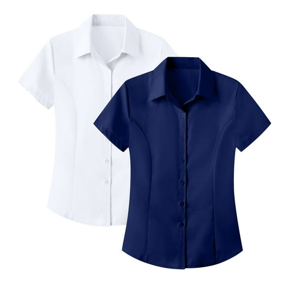 ZJXFGS Womens Button Down Shirts Business Button Down Shirts for Women Work Shirts for Women formal Short Sleeve Blouses Shirts Multi-color M