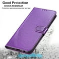 thumbnail image 3 of For iPhone 12 Pro Max Wallet Case Bling Shiny Premium PU Leather with RFID Blocking Card Slots Holder Magnetic Flip Kickstand Shockproof Wrist Strap Cover For iPhone 12 Pro Max, Purple, 3 of 7