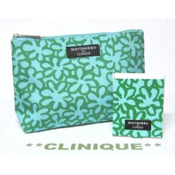 CLINIQUE 2pc MARIMEKKO Makeup / Cosmetic Bag with Matching MIRROR -  