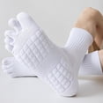 thumbnail image 2 of 6 Pairs Toe Socks For Men Cotton Athletic Running with Massage Grips Toe Socks for Women, White, 2 of 8