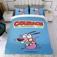 thumbnail image 4 of Coraje, el Perro Cobarde Conjunto de sábanas temático, trío de piezas, cómodo y amigable con la piel, diseño único, regalo de decoración para el hogar para familiares, amigos y fans, 90 cm * 190 cm, 4 of 6