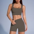 thumbnail image 4 of mgoYE Gym Sets Woman Workout Sets for Women 2 Piece Seamless Ribbed Crop Tank High Waist Shorts Yoga Outfits(Brown,S), 4 of 4