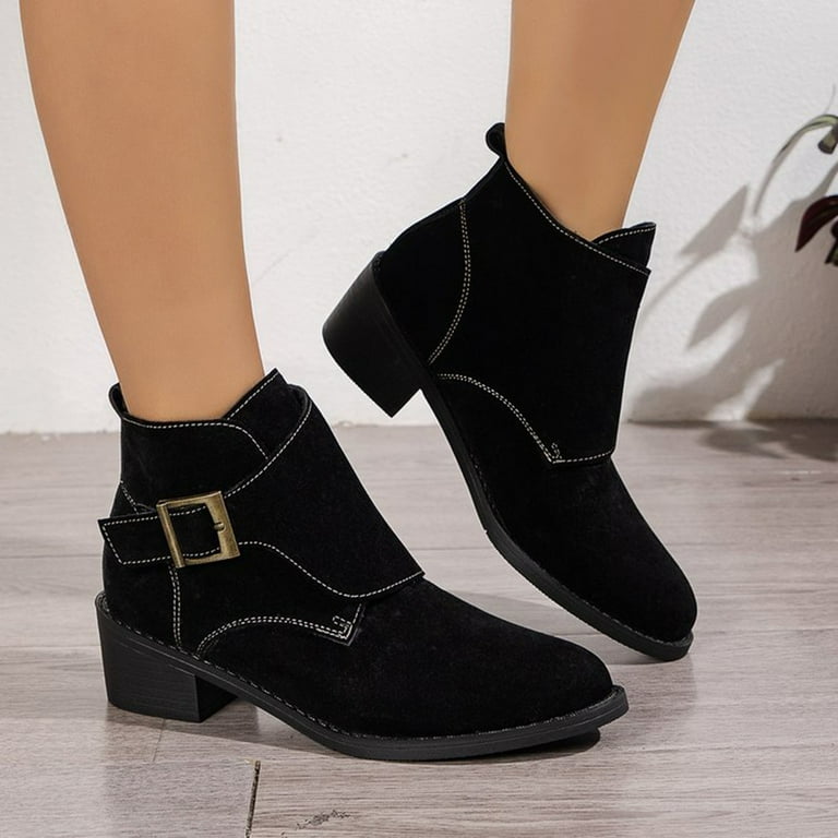 Women s Fashion Designer Ankle Boots Thick Low Heel Casual Boots Women s Size 8 Wedge Boots Leather Boots Women Heel Winter Boots for Women Fall Boots Women Western Boots for Women Low Heel