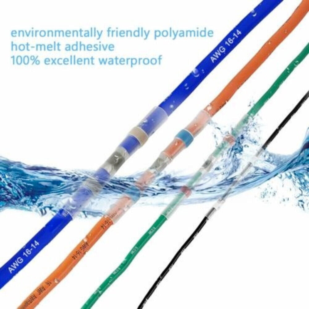 260PCS Heat Shrink Solder Butt Wire Seal Sleeve Splice Connectors Waterproof
