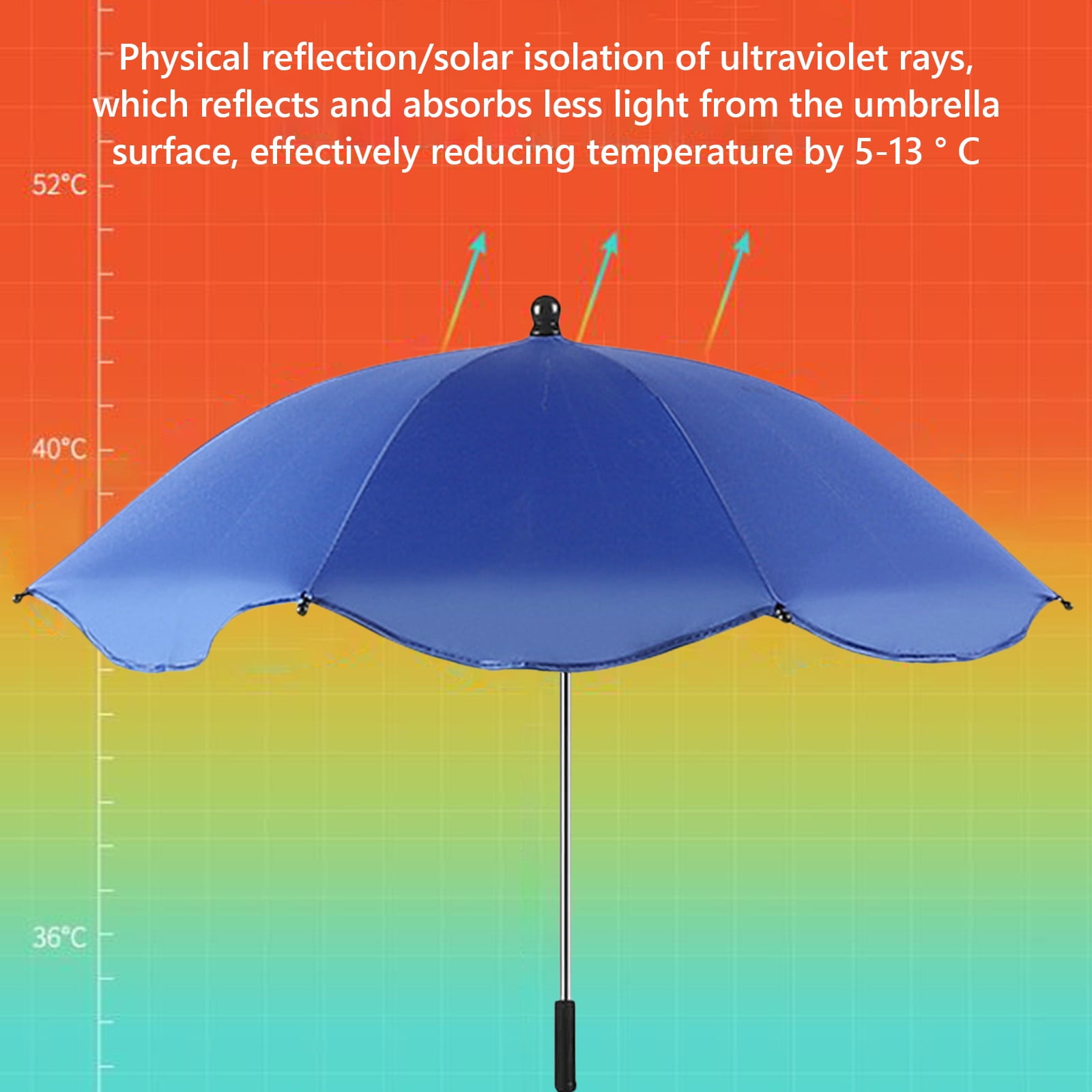 SPOORYYO Universal Baby Pram Umbrella, Foldable Sunshade for Stroller and Pushchair, Easy Attach Clamp, 78cm Expanded Size