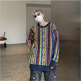 thumbnail image 3 of Pull Rétro Imprimé Coloré pour Hommes Nouveau 2024 Bloc de Couleur Tendance Hip Hop Col Rond Haut Tricoté Décontracté Surdimensionné, 3 of 6