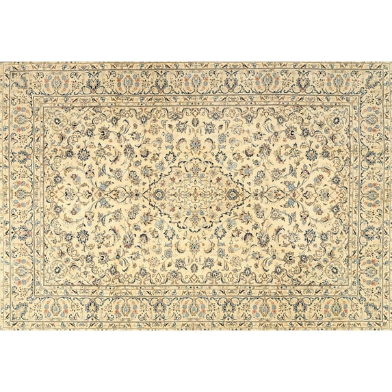Ahgly Company Machine Washable Indoor Rectangle Traditional Sun Yellow Area Rugs, 7' x 10'