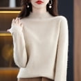 thumbnail image 3 of Suéter de lana sin costuras con cuello semialto para mujer, jersey de cachemira de primera línea confeccionado, 3 of 5
