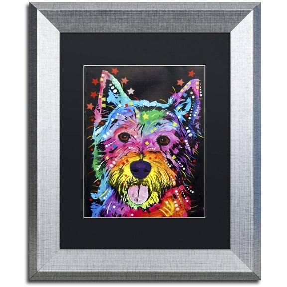 Trademark Fine Art "Westie" Canvas Art by Dean Russo, Black Matte, Silver Frame