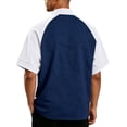 thumbnail image 4 of Hearthz S-4XL Men's 1/4 Zip Raglan Short Sleeve Shirts Men Color Block Stand Collar Pullover Soft Cuffed Sleeve Contrast Colors Mens Shirts Casual, 4 of 5