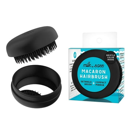 milk + sass Portable Travel Hair Brush ,Black Licorice