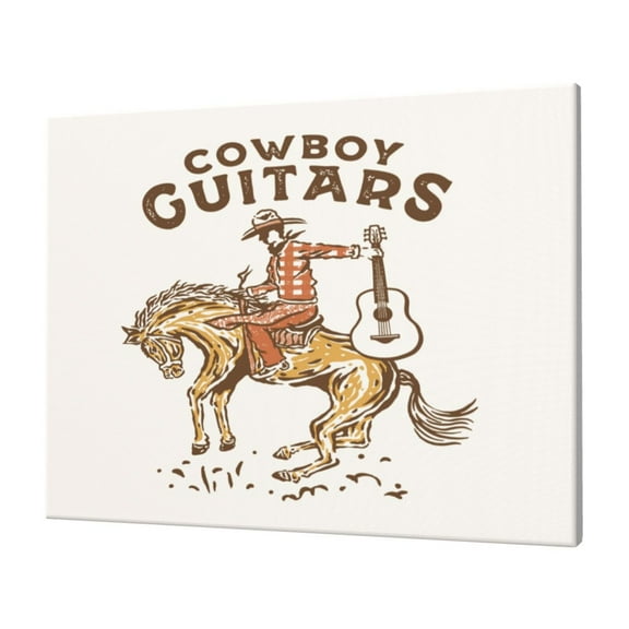 JUNZAN Cowboy Rodeo Guitar Pattern Canvas Wall Art Prints,Wall Art Decor Paintings Wall Decor for Living Room Decor Bedroom Home Bathroom Wall Decor, 12''×16''