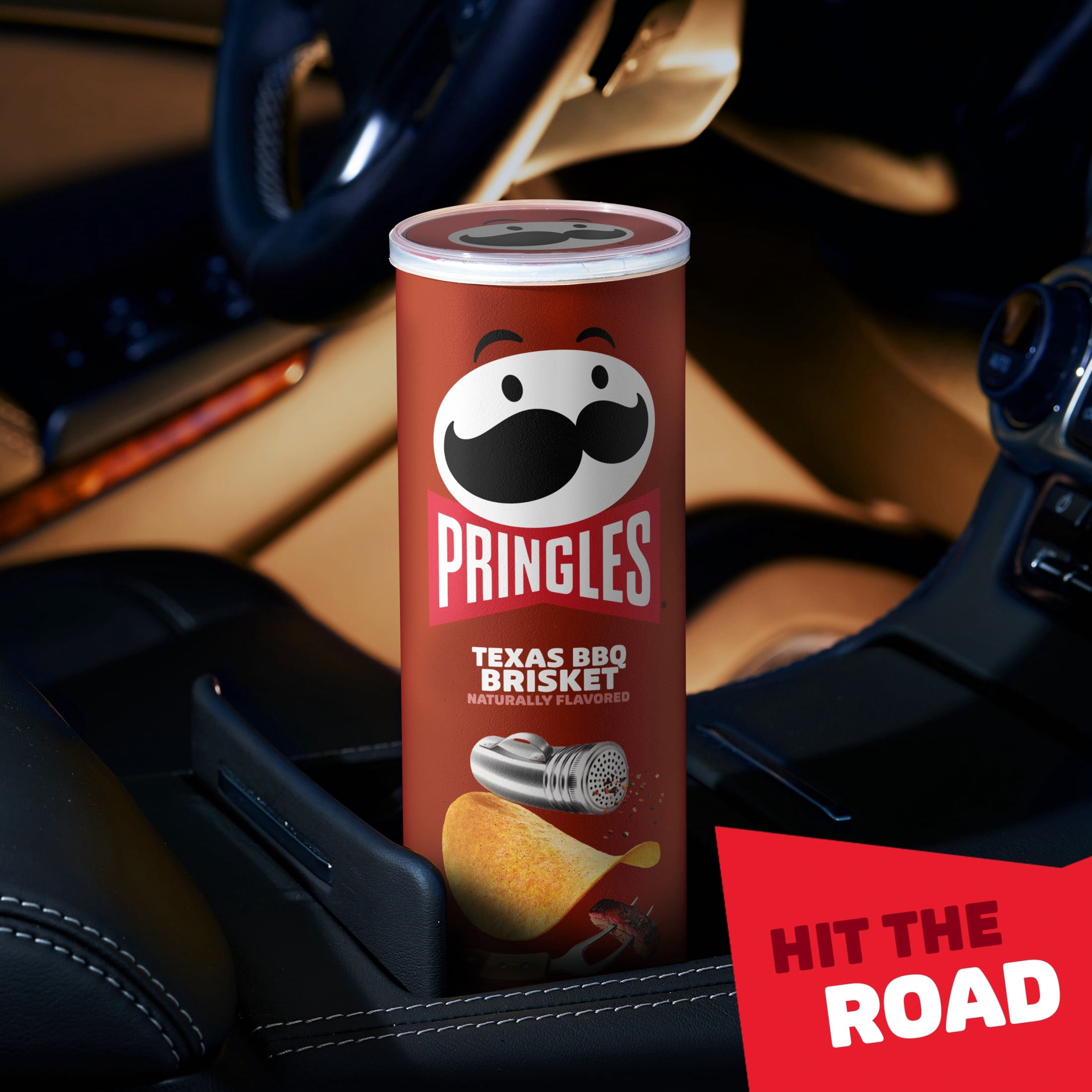 (14 pack) Pringles Texas BBQ Brisket Potato Chips Crisps, Lunch Snacks, 5.5 oz Canister