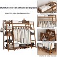 thumbnail image 3 of Perchero de Bambú con Ganchos, Perchero para Ropa, Armario, Estante Almacenamiento de Ropa para Dormitorio, Sala de Estar, Lavadero (Marrón), 3 of 4