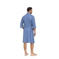 thumbnail image 4 of MAYFISH 100% Cotton Mens Lightweight Robe Summer Short Sleeve Bathrobe Soft Knee Length Robe with Pockets (Blue, M), 4 of 6