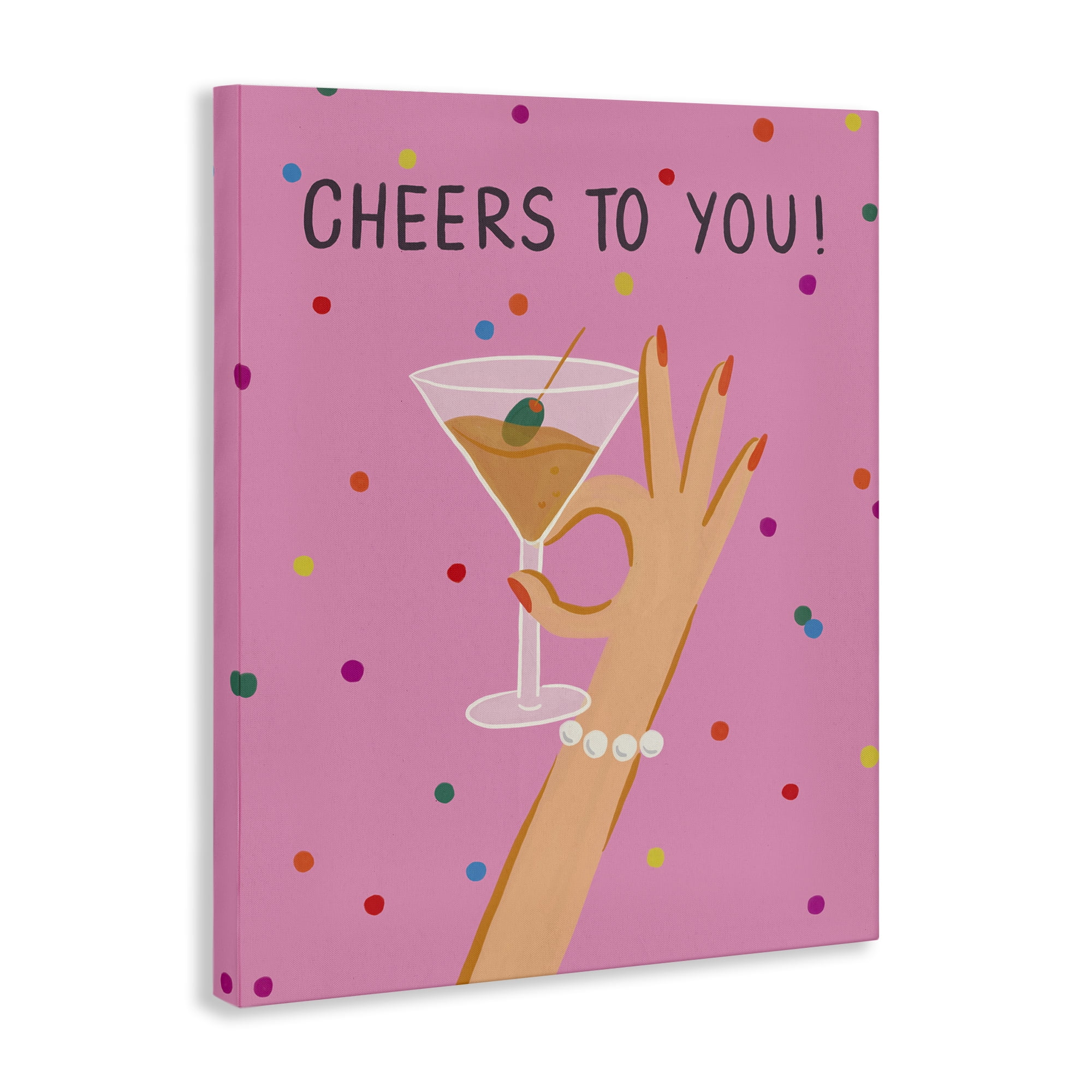Stupell Industries Cheers To You Martini Food & Beverage Painting Wrapped Canvas Art Print Wall Art, 36 x 48