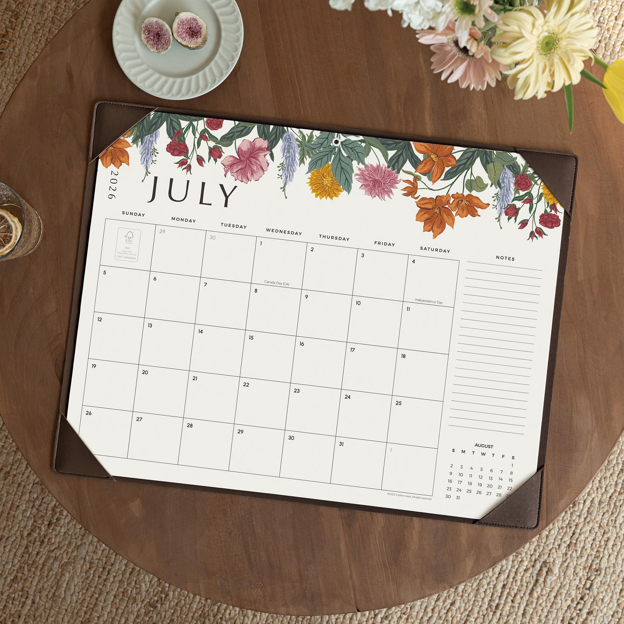 Desk Calendar 2026 With Desktop Mat  Large Pad 22 X 17 Inch Runs From July 2026 To December 2027 Classic Floral Design 2026 For Home School And Office (dark Coffee)