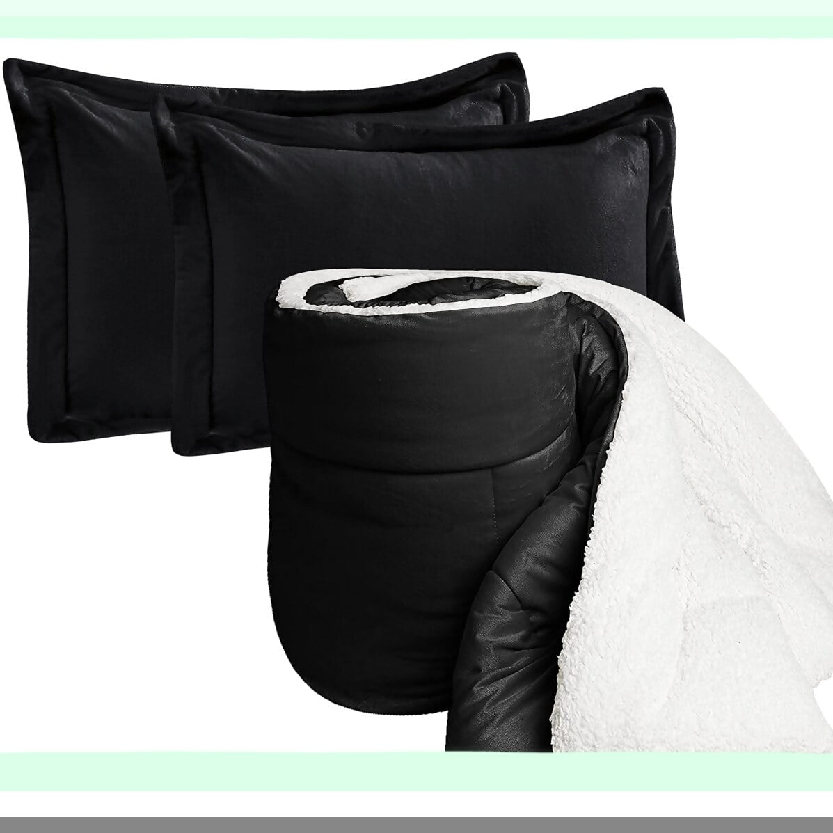 BlackSherpa Plush Comforter Set Twin Size Heavy Weight Micro Suede Down Alternative Fluffy Reverse Walmart