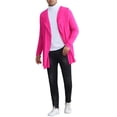 thumbnail image 2 of INSPIRE CHIC Men's Shawl Collar Drape Open Front Long Sleeves Hooded Cardigan L Rose Red, 2 of 6