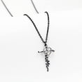 thumbnail image 3 of Black Stainless Initial Faith Cross Necklace with Heart Mustard Seed Christian Jewelry Inspirational Gifts Y1378 (Black), 3 of 7