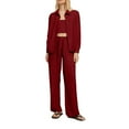 thumbnail image 2 of pstuiky Women Pajama Sets Oversized Solid Color Comfortable Pajama Sets with Pants Casual Loose Fit Collared Long Sleeve Sleepwear Night Shirts for Women Sleepwear Red 2XL, 2 of 7
