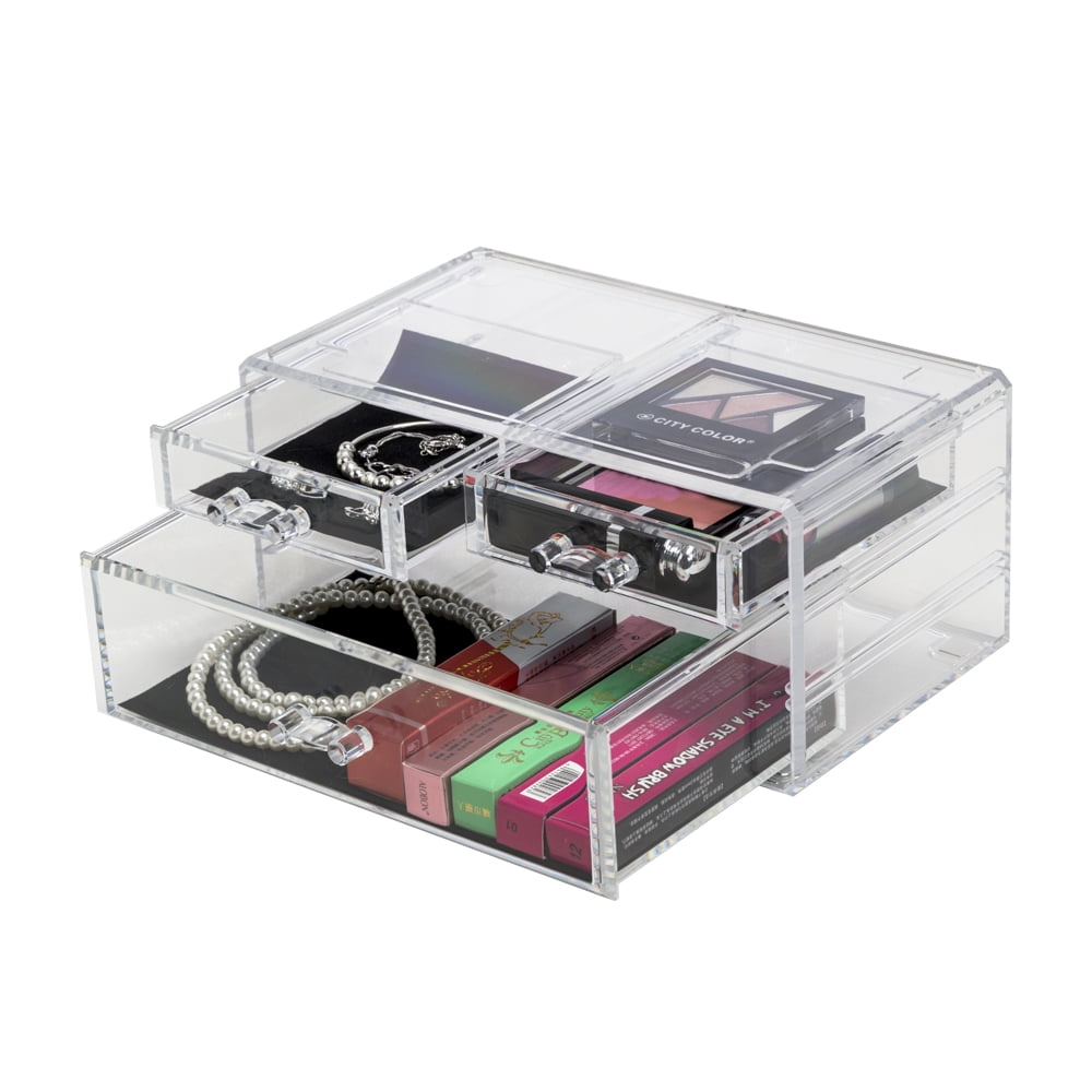 Acrylic Jewelry & Cosmetic Storage Display Box with 3 Drawers/Cosmetic Organizer
