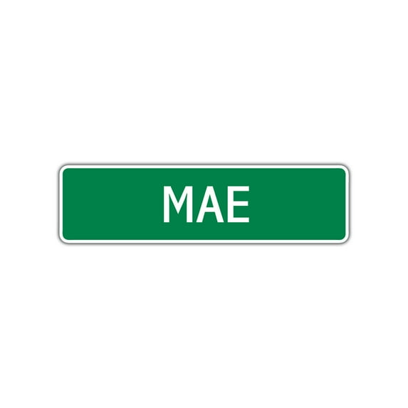 Mae Girls Children Name Indoor Outdoor Unique Letter Printed Label Wall Plaque Decoration Aluminum Metal Sign 4"x13.5"