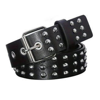 Women Men PU Leather Studded Belt, Y2k Metal Punk Rock Rivet Belt