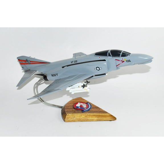 VF-201 Hunters F-4n (1980) Model, 1/42 (18") Scale, Mahogany, Navy, Fighter