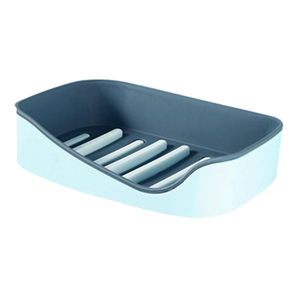 Jabonera de 4 colores para baño, ducha, caja de jabón, soporte para jabón con drenaje Azul