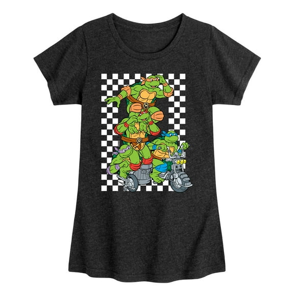 Teenage Mutant Ninja Turtles - Checker Graphic - Toddler & Youth Girls Short Sleeve Graphic T-Shirt