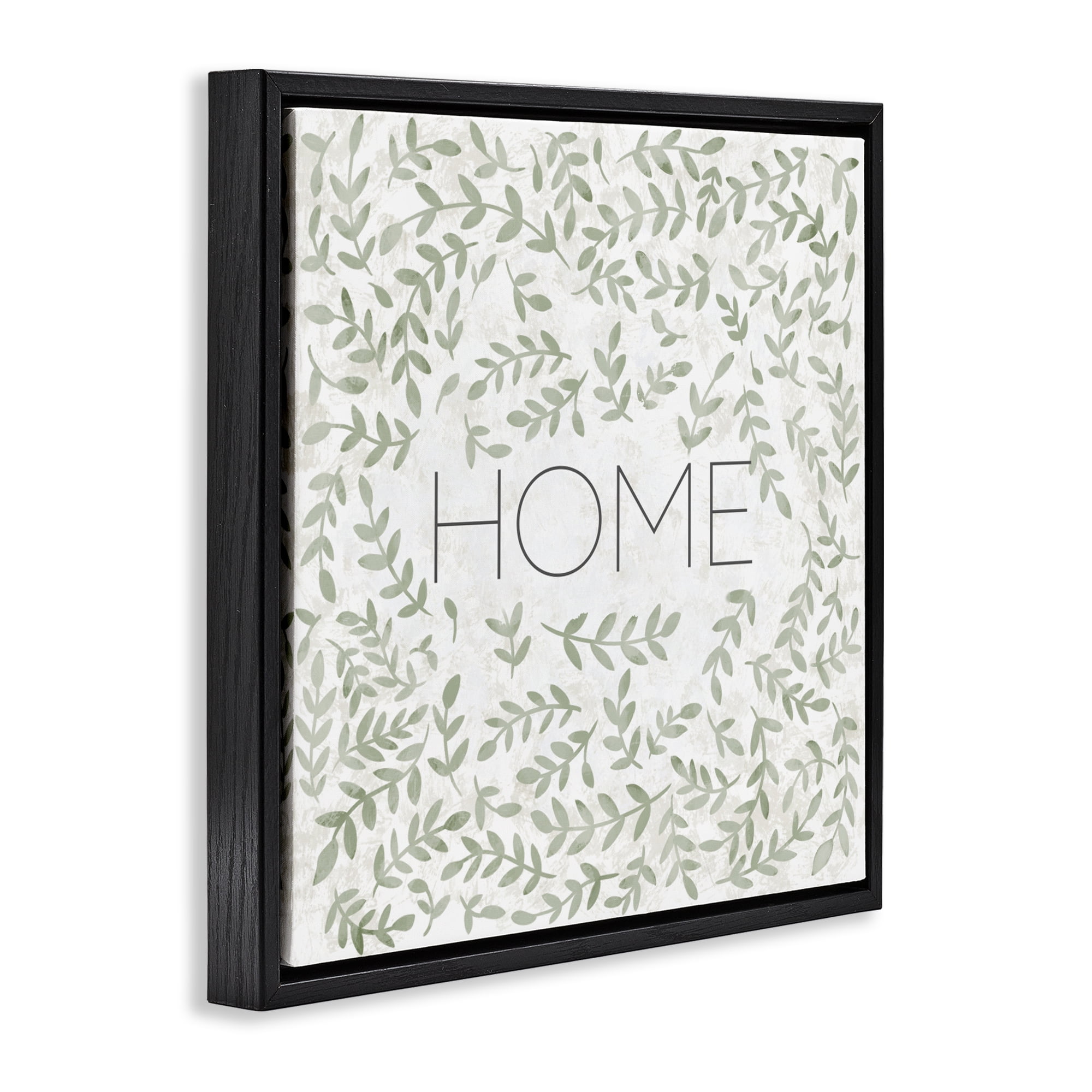 Stupell Industries Curved Ivy Sprigs Greenery Black Framed Floater Canvas Wall Art, design by SD Graphics Studio