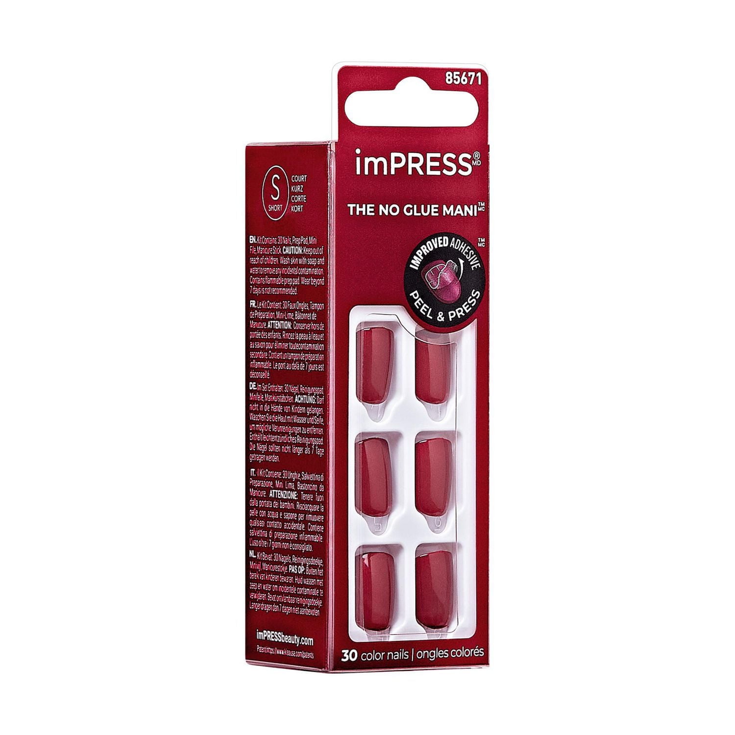 KISS ImPRESS Color - 30 faux ongles, courts Gel en minutes