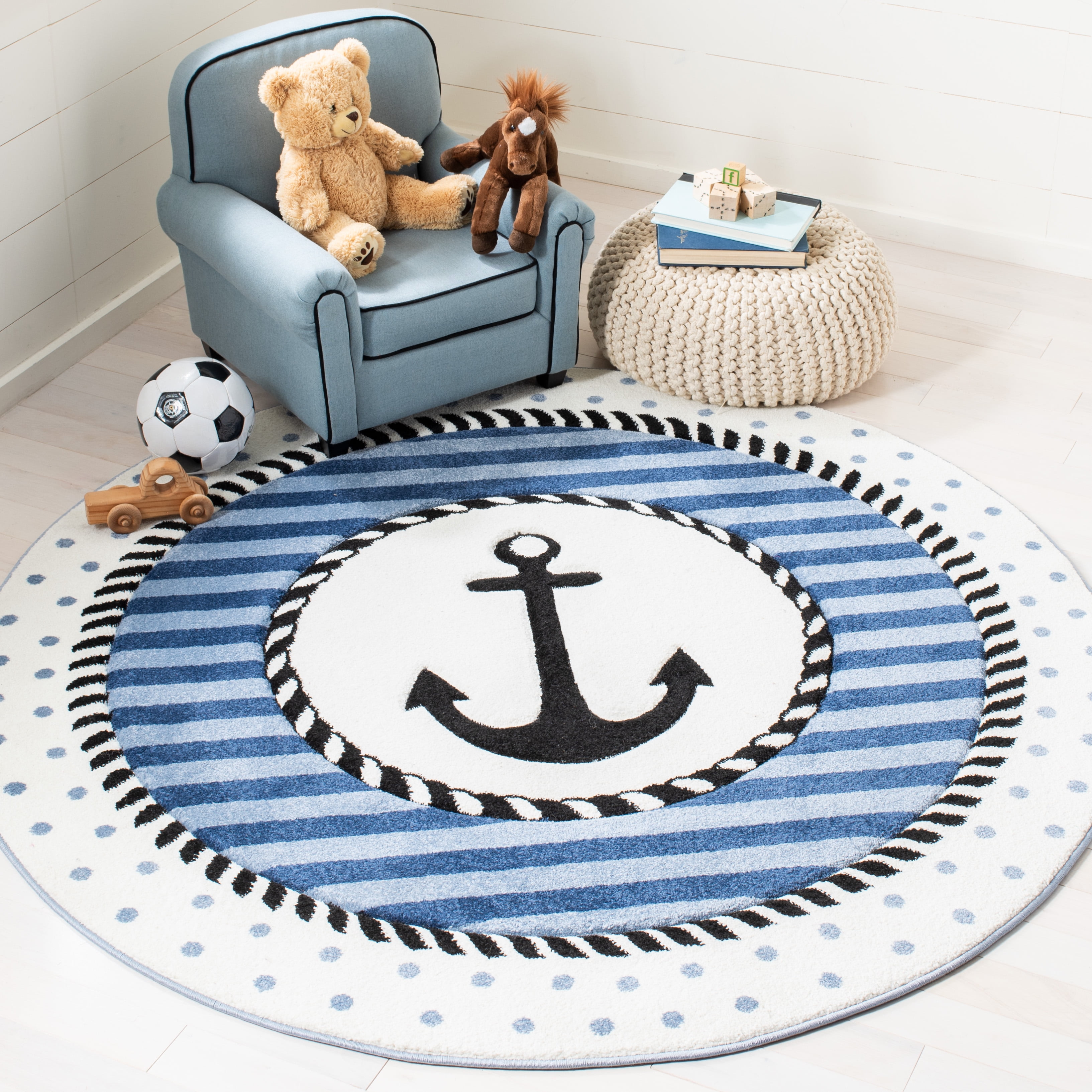 Sea Anchor Modern Nonslip Area Rug Living Room Floor Door Carpet Kids Play Mat 