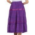 thumbnail image 2 of Sakkas Solid Embroidered Gypsy / Bohemian Mid Length Cotton Skirt - Purple - One Size, 2 of 6