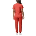 thumbnail image 4 of DENGDENG Joggers Scrub Set for Women Work Nursing V-Neck Short Sleeve Scrub Top Elastic Waist Jogger Pants 4 Way Stretch Nurse Uniform Loose Fit Scrubs Set with Pockets,Watermelon Red XXL, 4 of 5