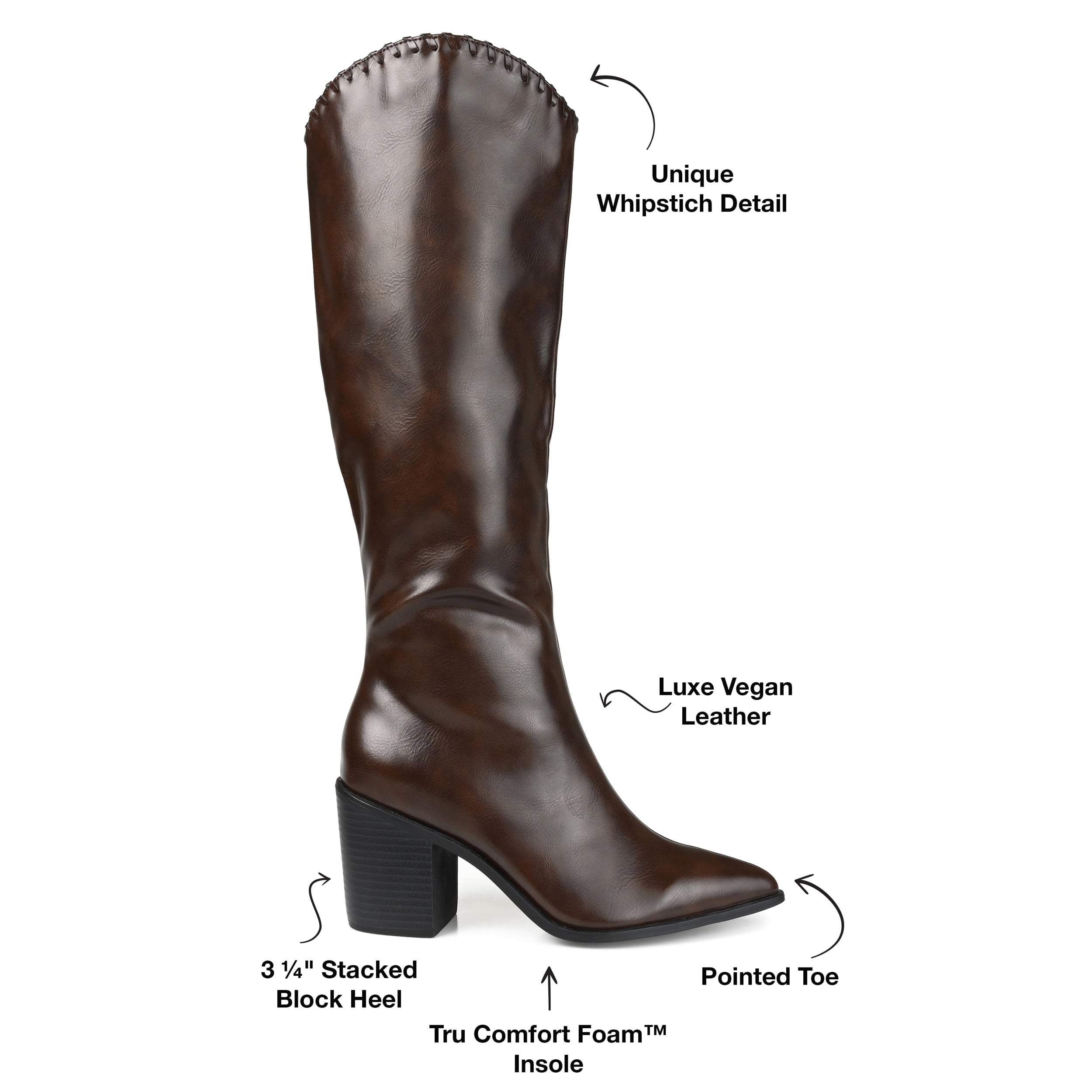 Journee Womens Daria Stacked Heel Knee High Boots, Widths Available
