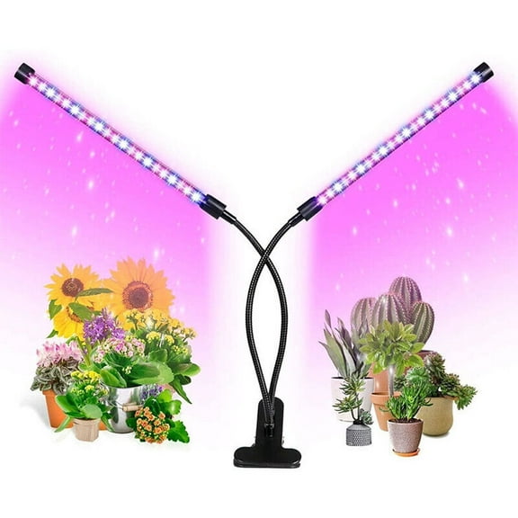 Grow Light with Stand for Indoor Plants Full Spectrum Plant LED Grow Lamp 2 Head Black