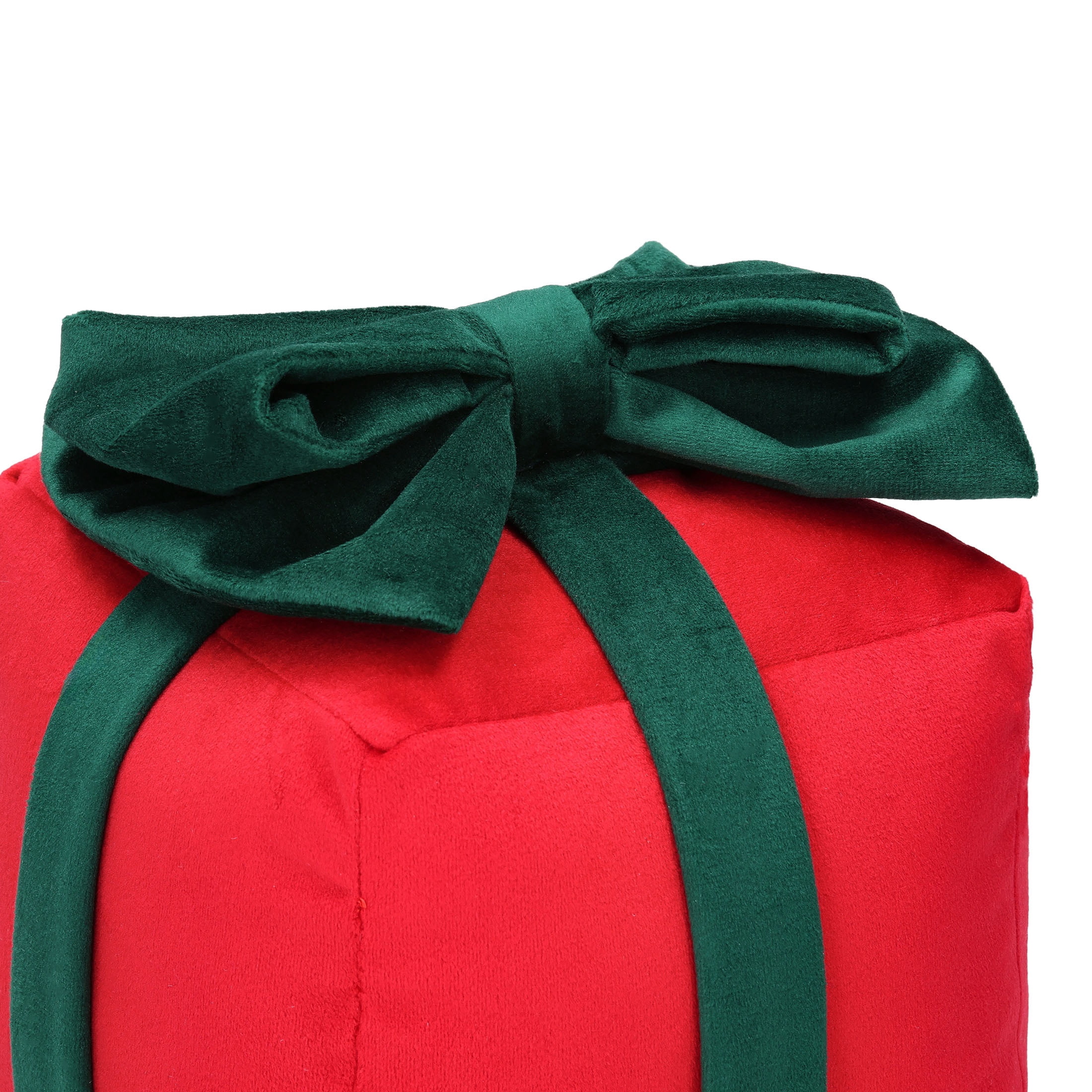 Fabric Gift Box Christmas Decoration, Red and Green, 8", by Holiday Time