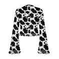 thumbnail image 7 of SCRAWLGOD Cow Print Women Bell Sleeve Tops Size L Casual Flare Sleeve Blouse for Party Going Out 70's Flowy Long Sleeve Tops Summer Lettuce Trim Shirts for Going Out, 7 of 7