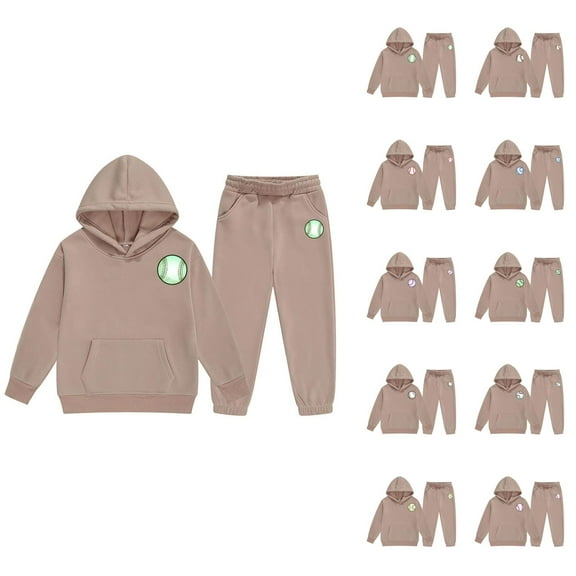 Girls Clothes Girls Set Baseball Print Reindeer Girls' Hoodie Set Children's Two Piece Set Medium And Small Children's Long Sleeved Hoodie And Sweatpants