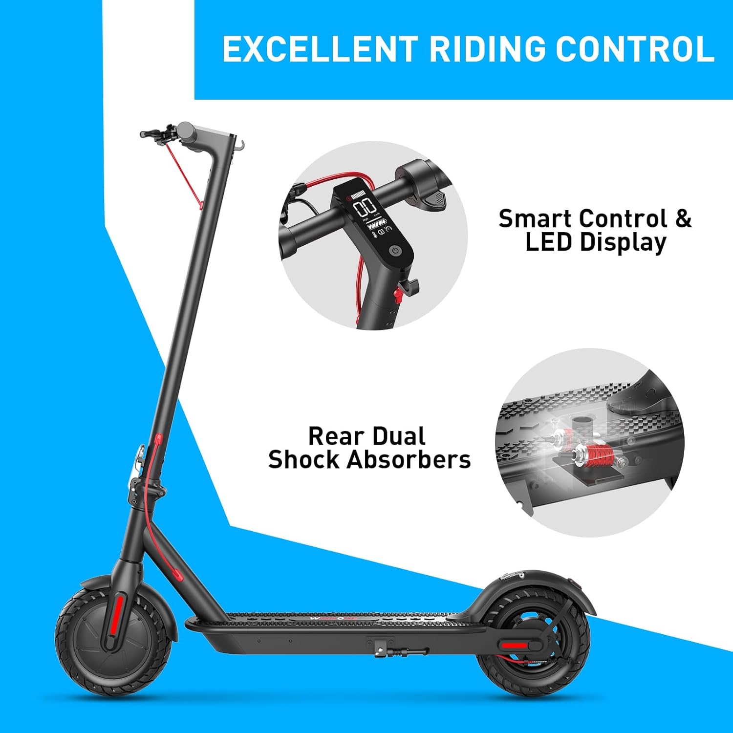 CYBERGOING S2 SE Electric Scooter, 19 MPH, 17 Miles Range, 350W Motor Adults Commuting Scooters, 10" Tires Folding E-Scooter with Dual Braking System for Adults and Teens
