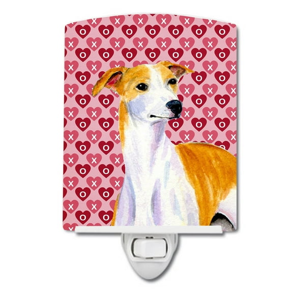 Caroline's Treasures LH9148CNL Whippet Hearts Love and Valentine's Day Portrait Ceramic Night Light, 6x4x3", multicolor