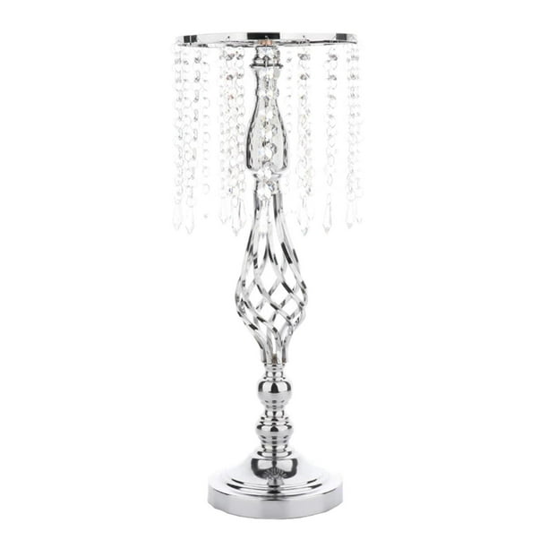 Portavelas de cristal para mesa, jarrón de flores para bodas, candelabros para decoración del hogar y escritorio Plata